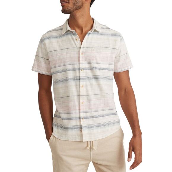 Marine Layer Other - Marine Layer Stretch Selvedge Short Sleeve Button-Up Shirt Striped Men XL Casual